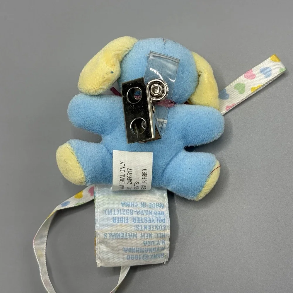 Vintage Baby Ganz Pacifier Pal Fastener Blue Yellow White Bear NEW